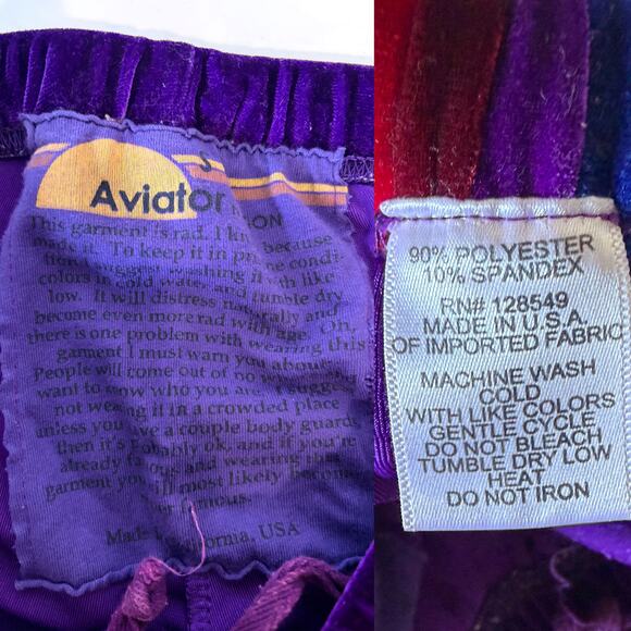 AVIATOR NATION 5 Stripe Velour Velvet Sweatpants in Purple Size S - Picture 12 of 14